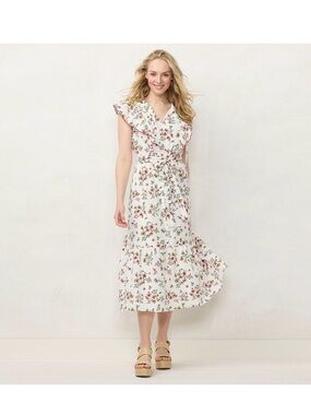 NWT Lauren Conrad floral cotton mid dress.